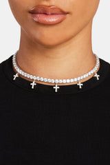 Iced Tennis Drop Cross Choker