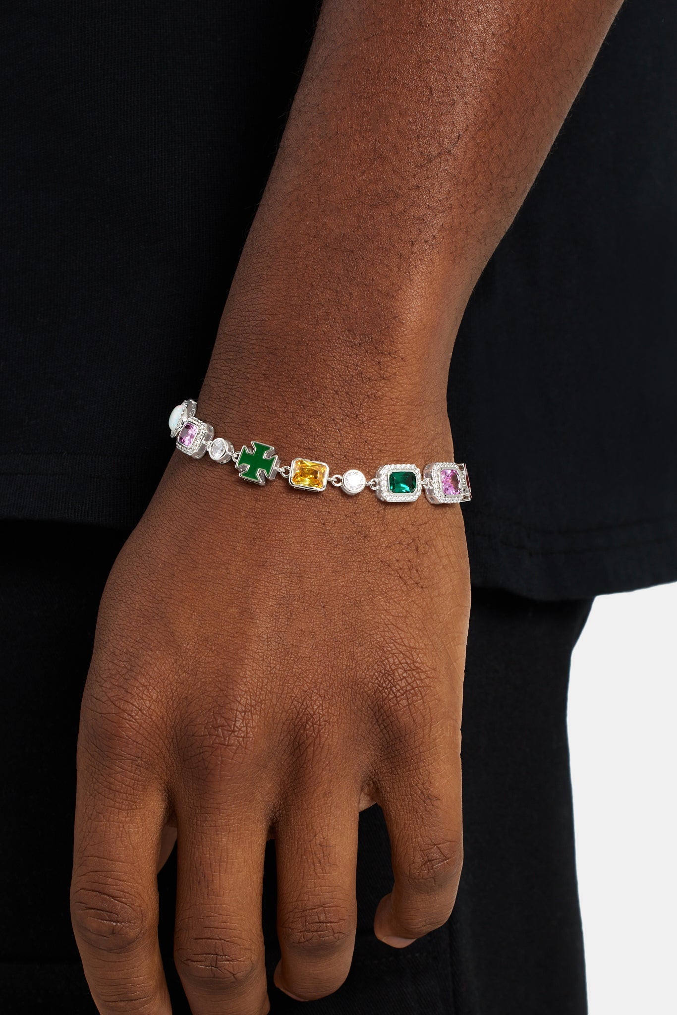 Multi Gemstone Motif Bracelet - 10mm