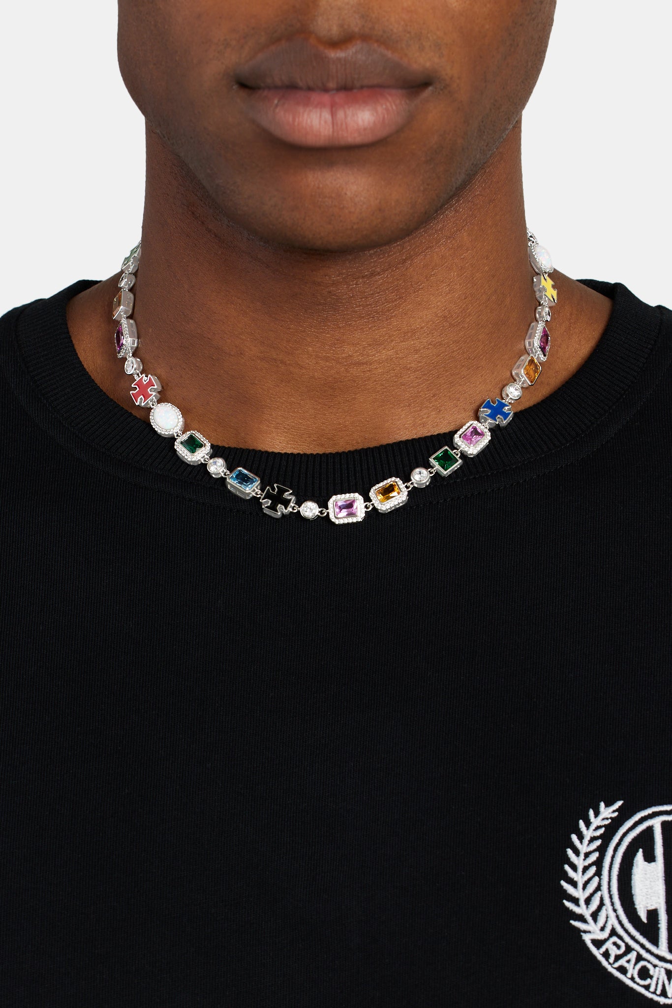 Multi Gemstone Motif Necklace - 10mm