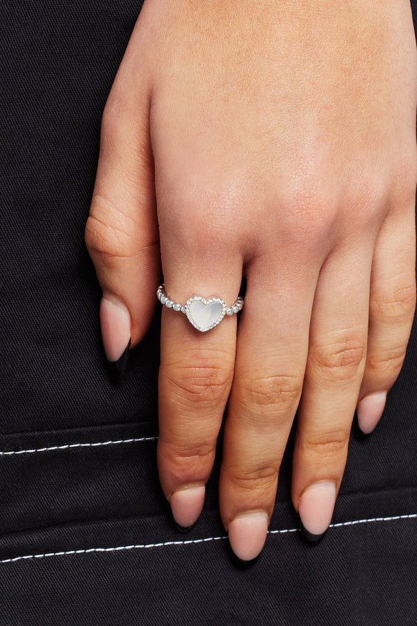 Mother Of Pearl Heart Ring - White