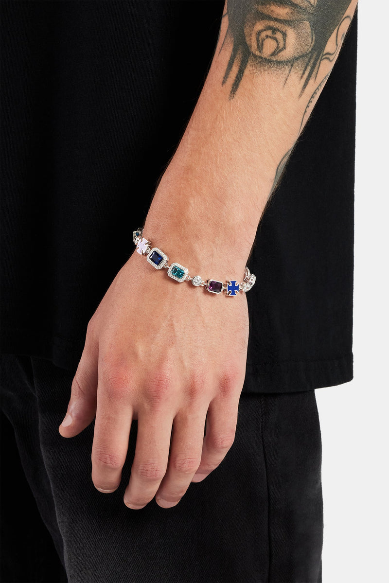 Blue Multi Gemstone Motif Bracelet