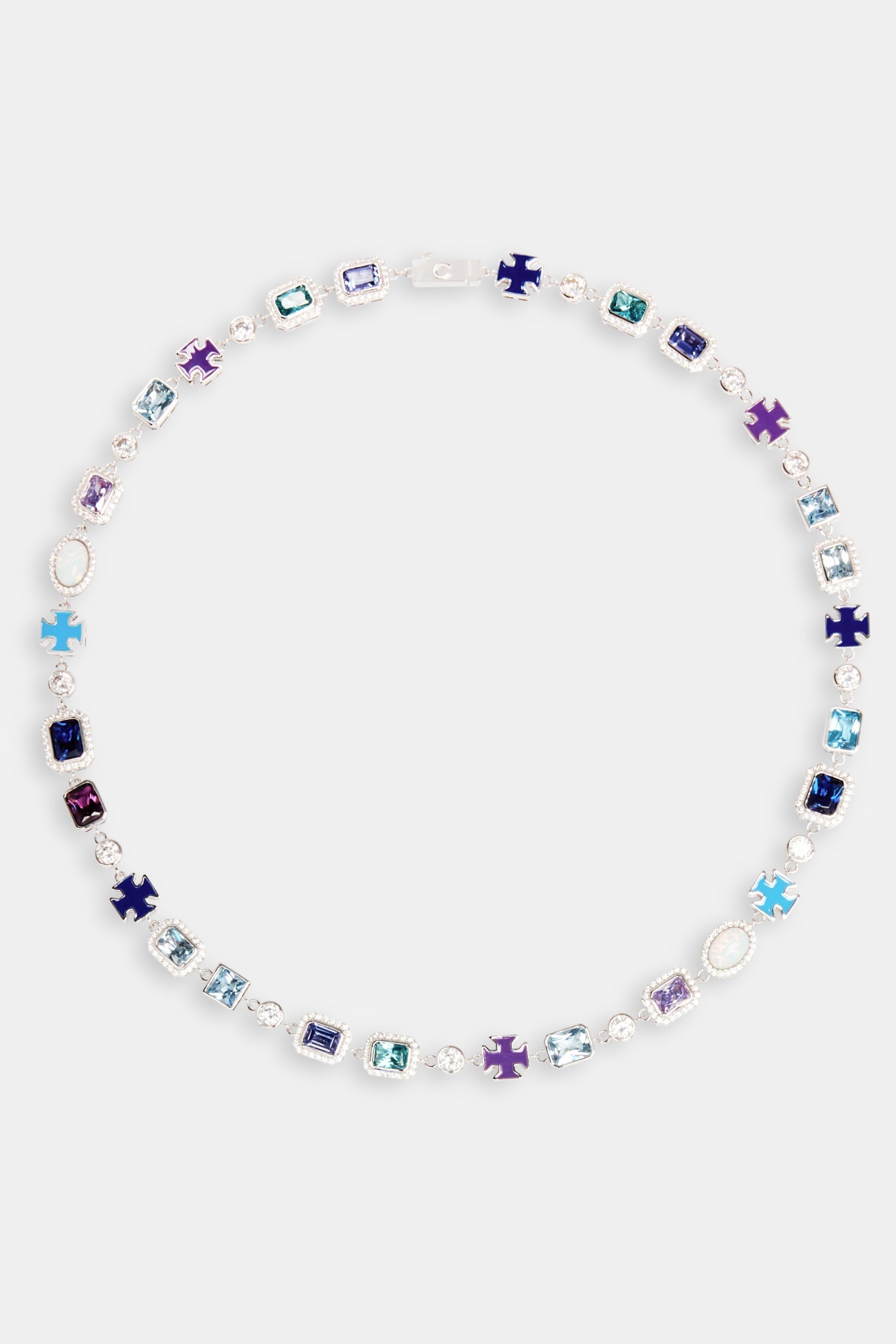Blue Multi Gemstone Motif Necklace - 10mm