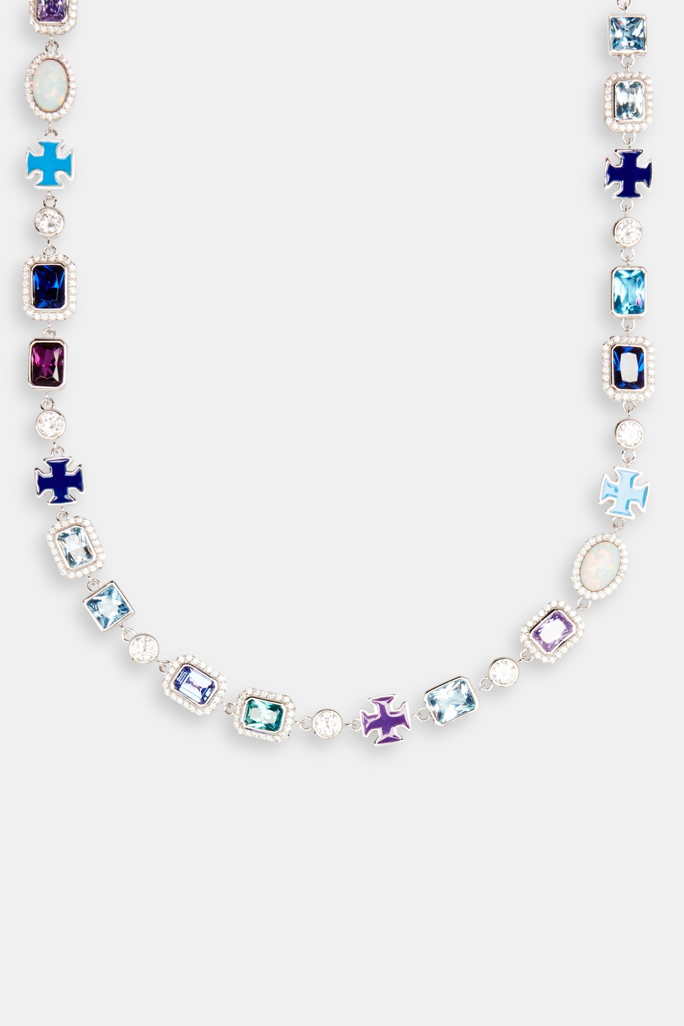 Blue Multi Gemstone Motif Necklace - 10mm