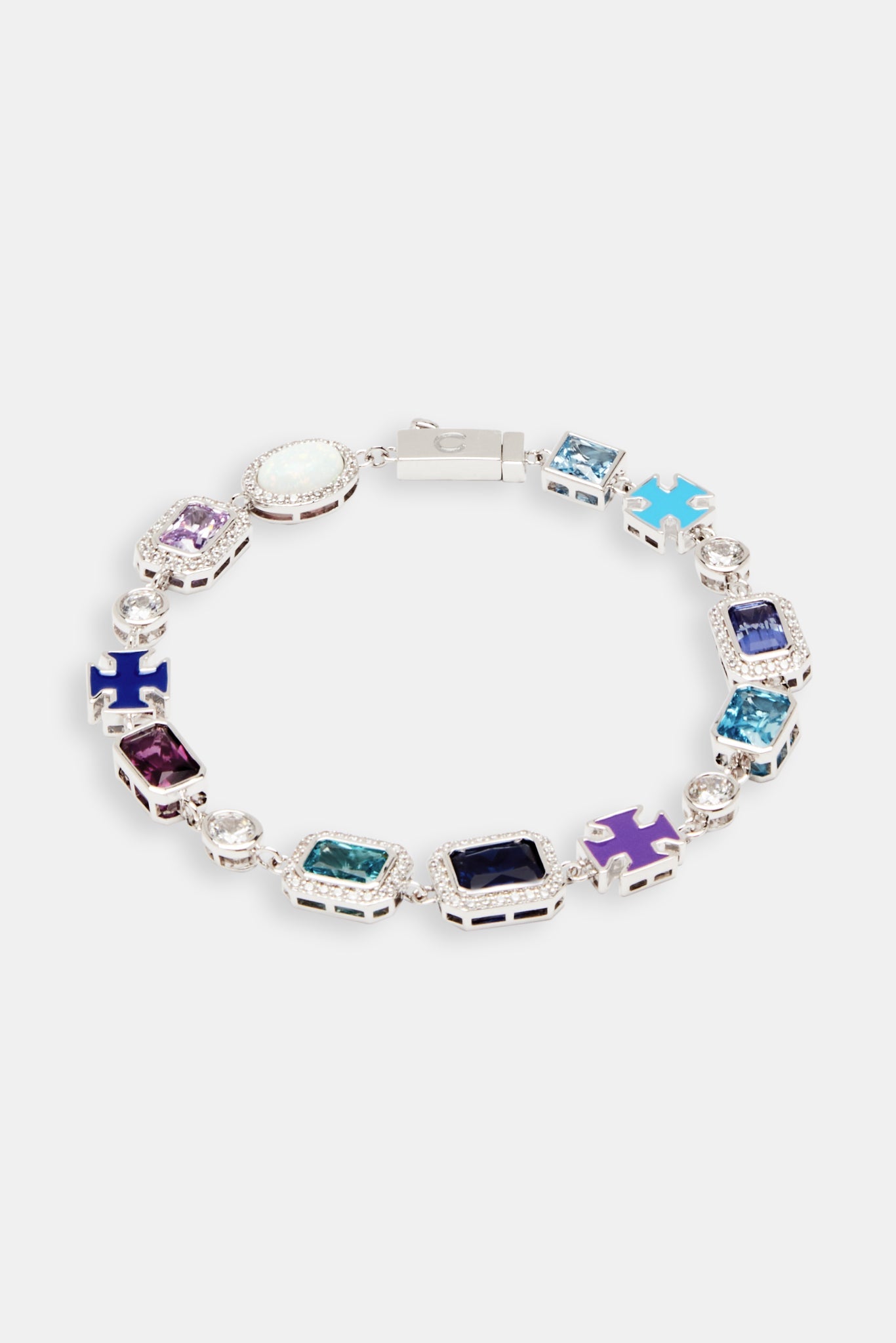 Multi Gem Stone Motif Necklace & Bracelet Bundle - 10mm
