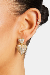 Iced Oversized Heart Drop Earrings