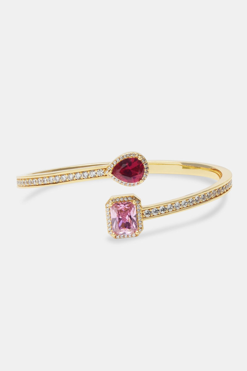 Pink Gem Bangle - Gold