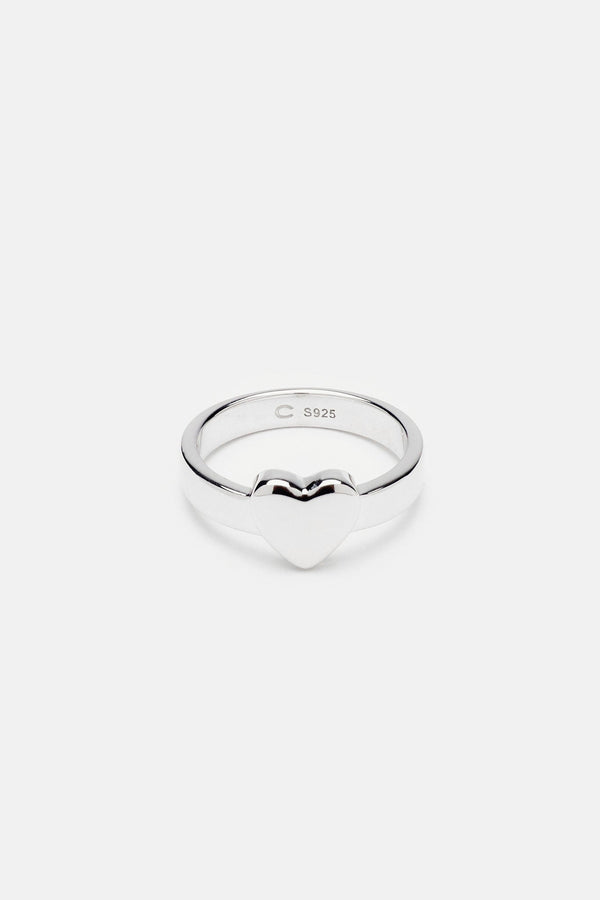 Polished Heart Ring - White