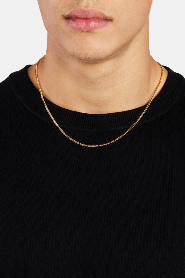 2mm Gold Plated Micro Cuban Chain