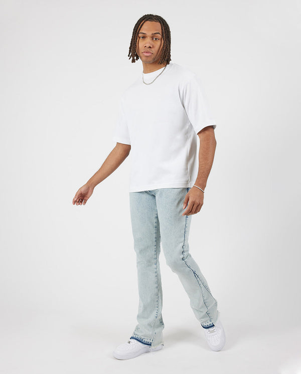 Relaxed Panelled Jeans - Light Blue