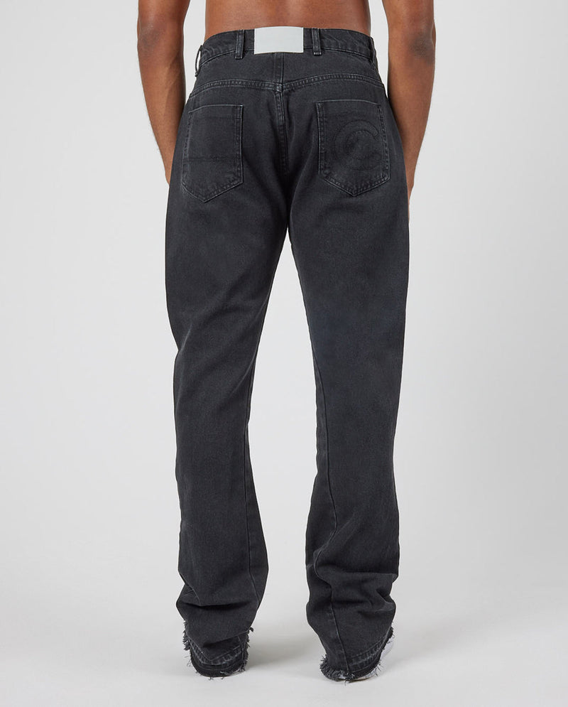Relaxed Panelled Jeans - Washed Black