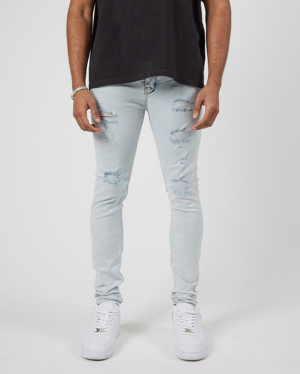 Cernucci Stacked Ripped Jeans - Ice Blue