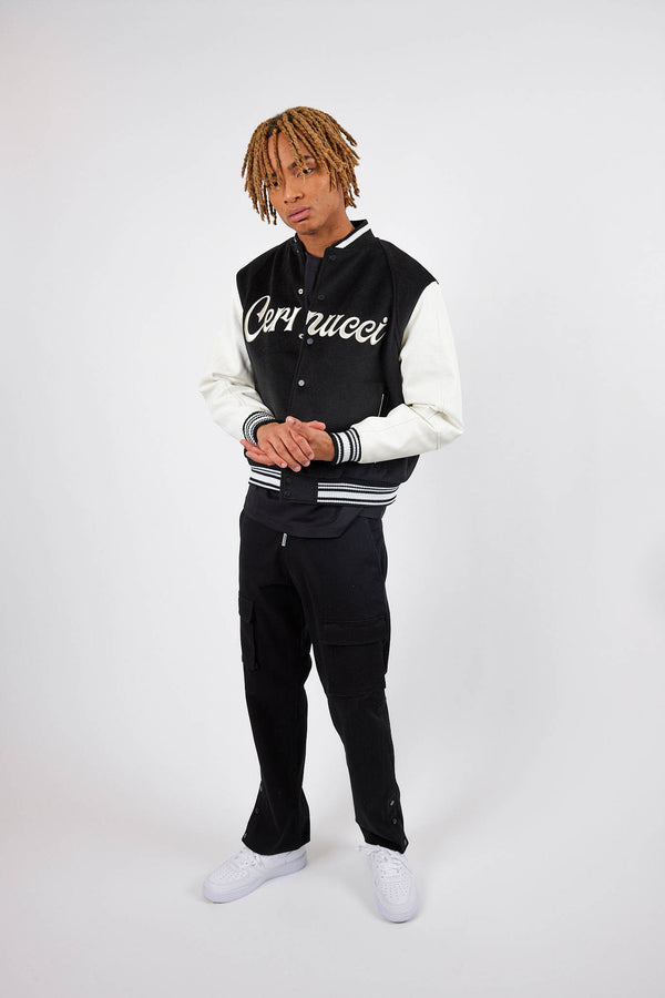 Cernucci Varsity Bomber Jacket - Black