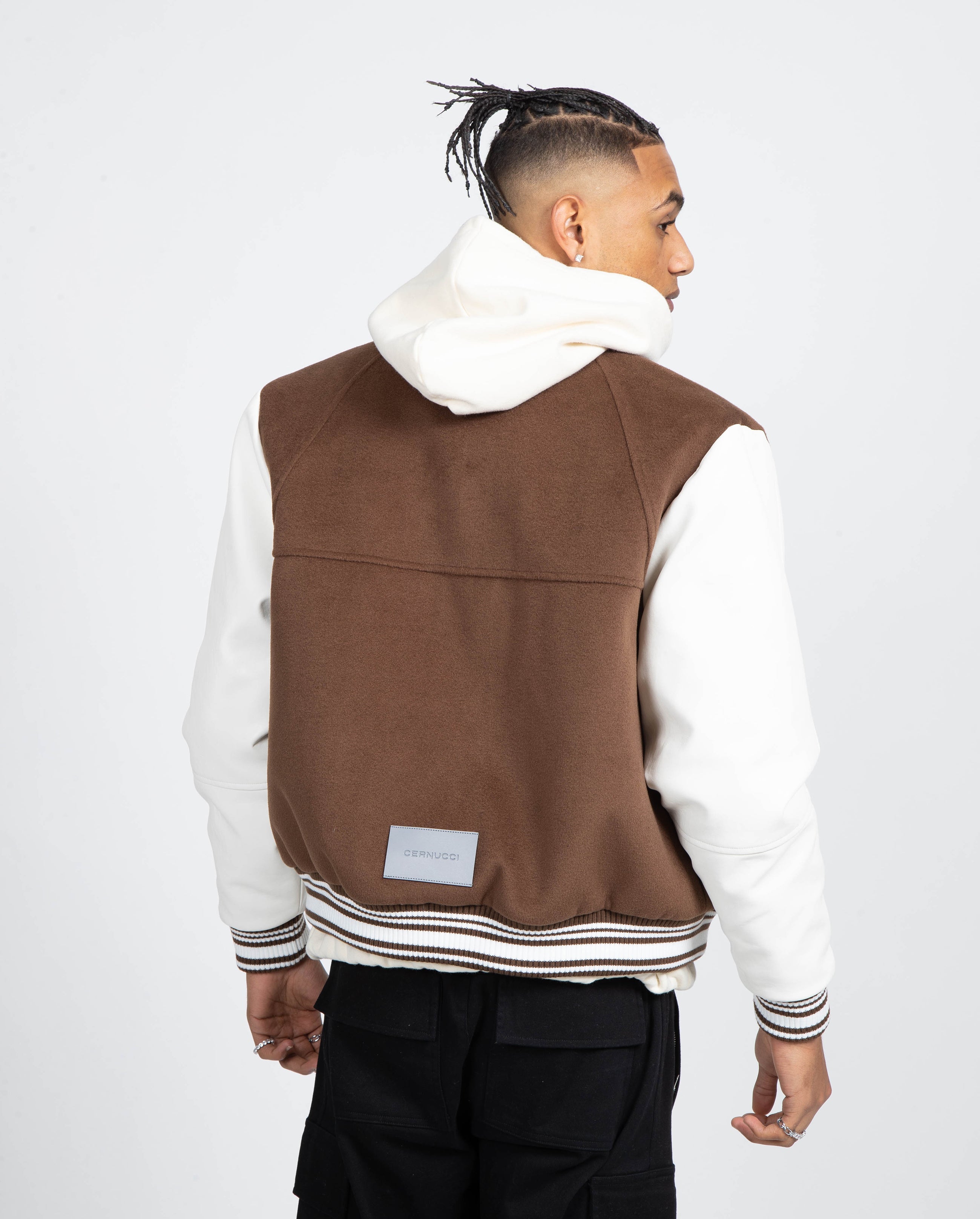 Cernucci Varsity Bomber Jacket - Chocolate
