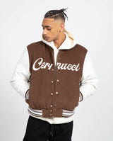 Cernucci Varsity Bomber Jacket - Chocolate