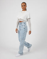 Relaxed Raw Edge Detail Jeans - Ice Blue