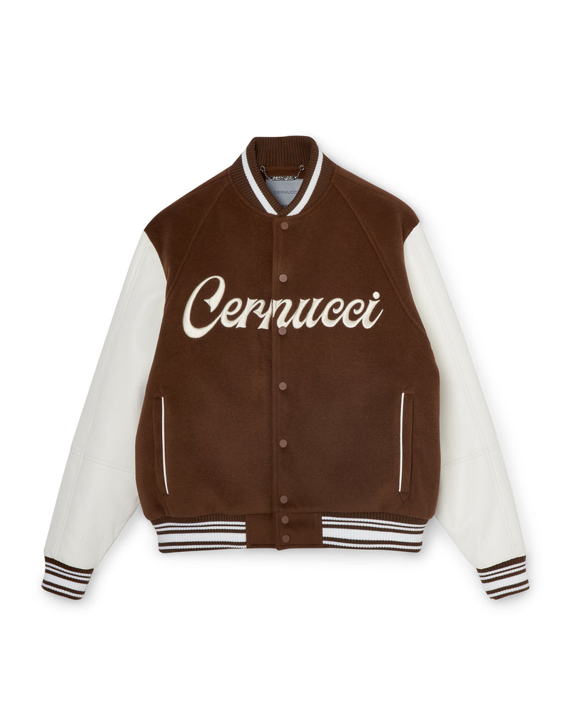 Cernucci Varsity Bomber Jacket - Chocolate