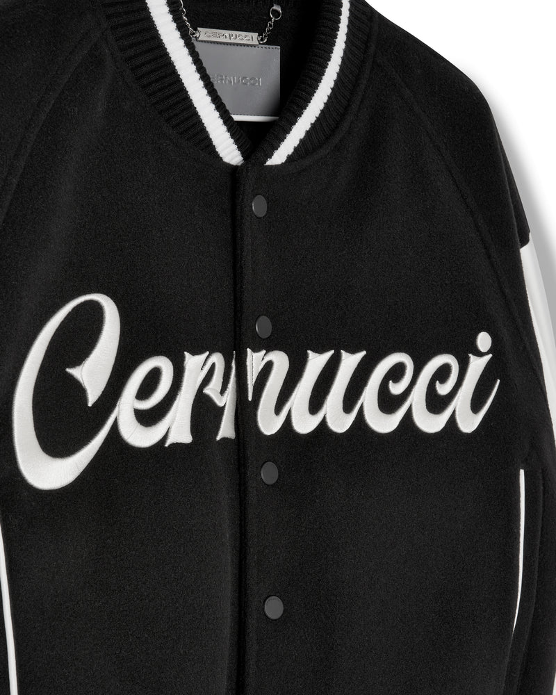 Cernucci Womens Varsity Bomber Jacket - Black