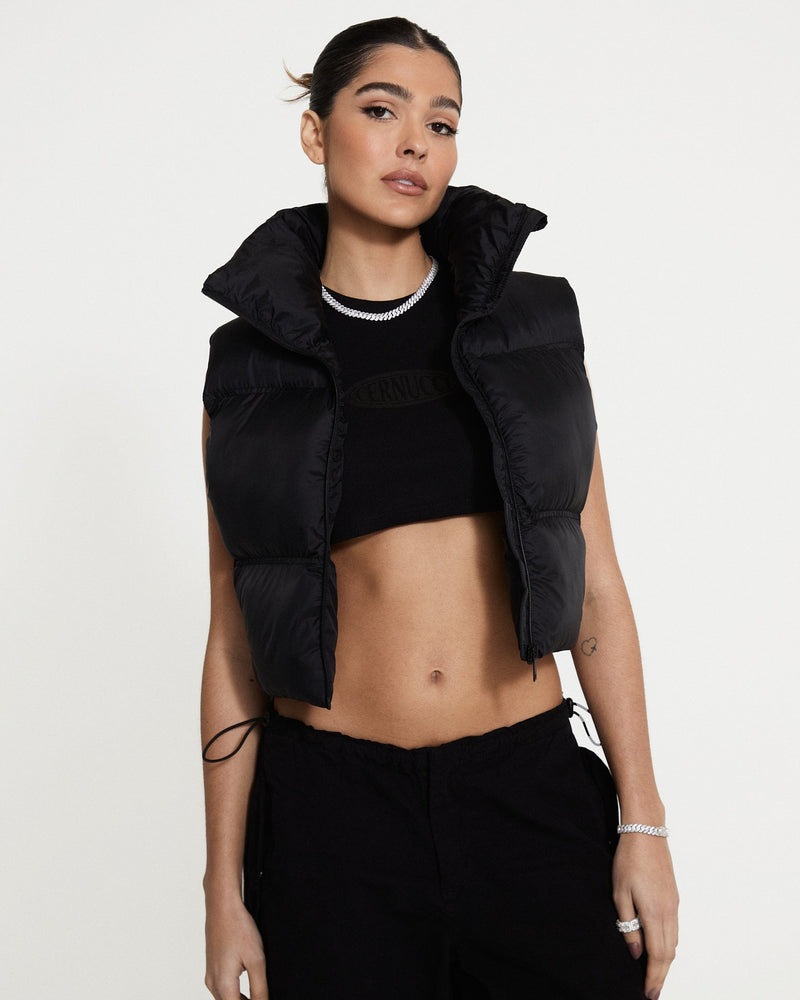 Cernucci Cropped Puffer Gilet - Black