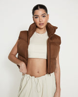 Cernucci Cropped Puffer Gilet - Chocolate