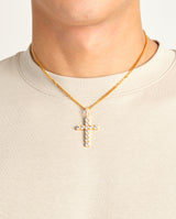 Iced Cross Pendant - Gold