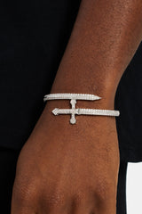 Iced CZ Pave Cross Bangle