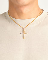 Iced Cross Pendant - Gold