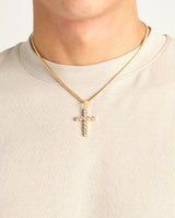 Iced Cross Pendant - Gold