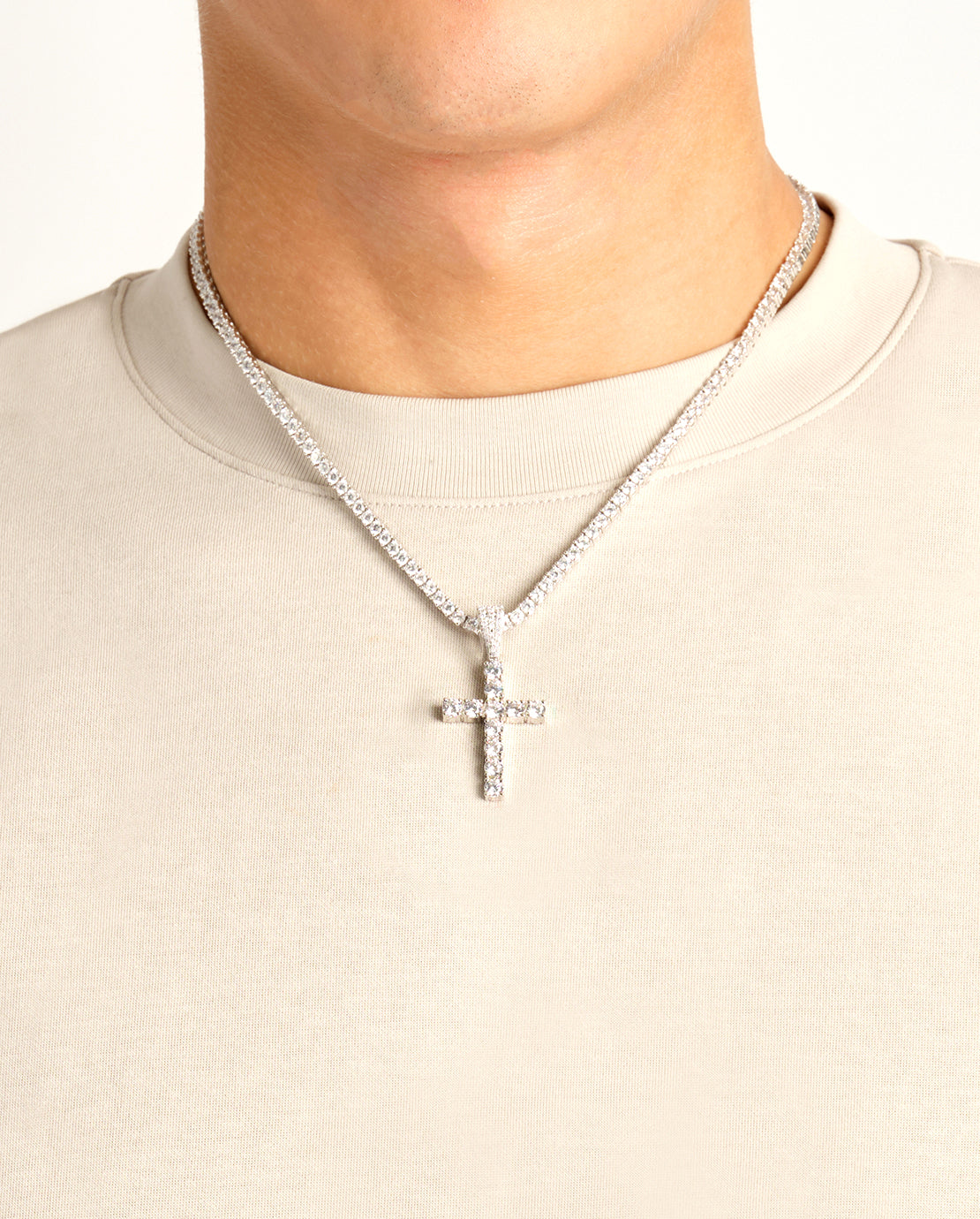 Iced Cross Pendant - 30mm - White – Cernucci US