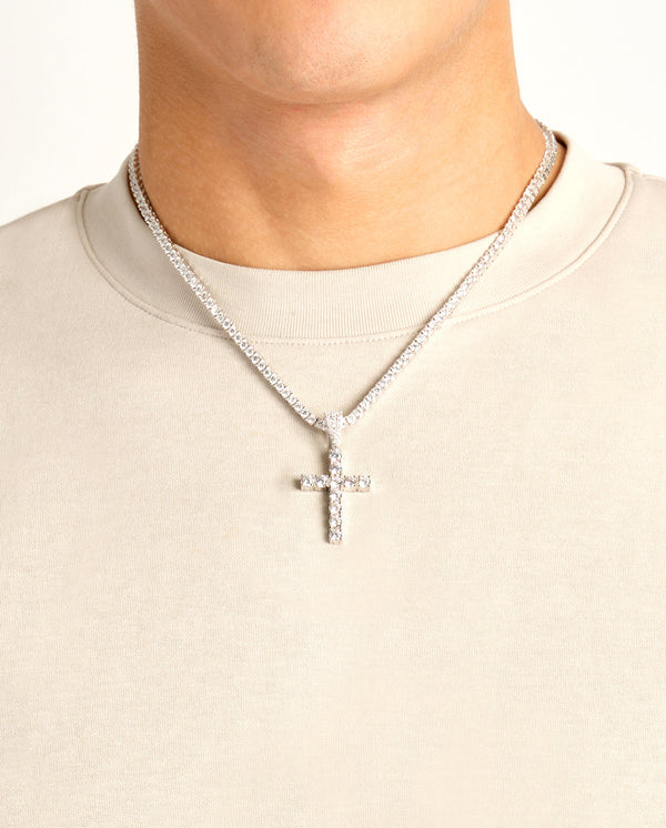 Diamond Cross Pendant - White Gold