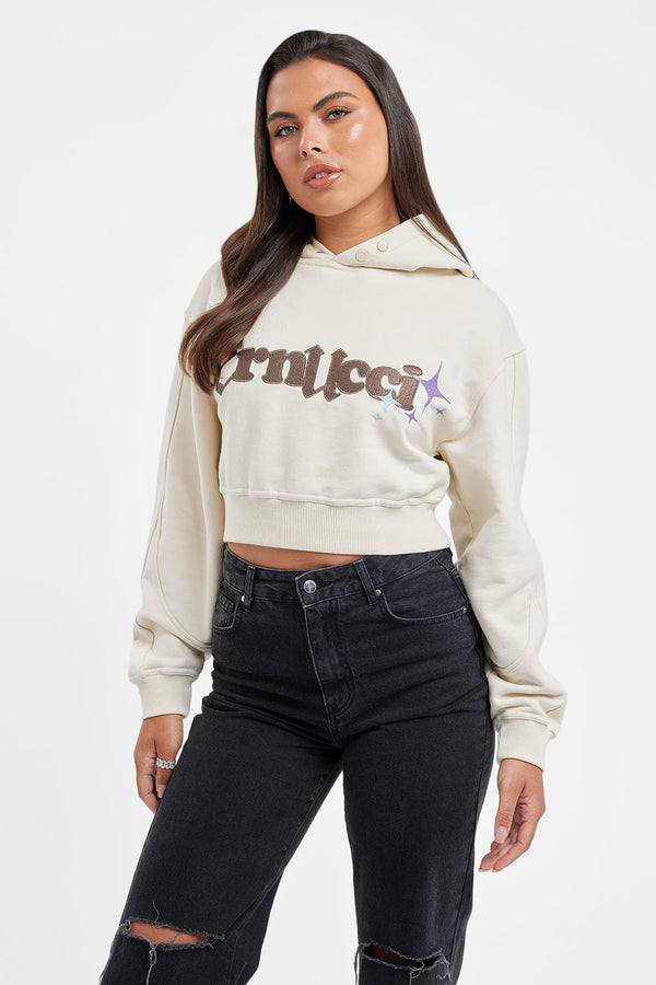 Cernucci Cropped Hoodie - Ecru