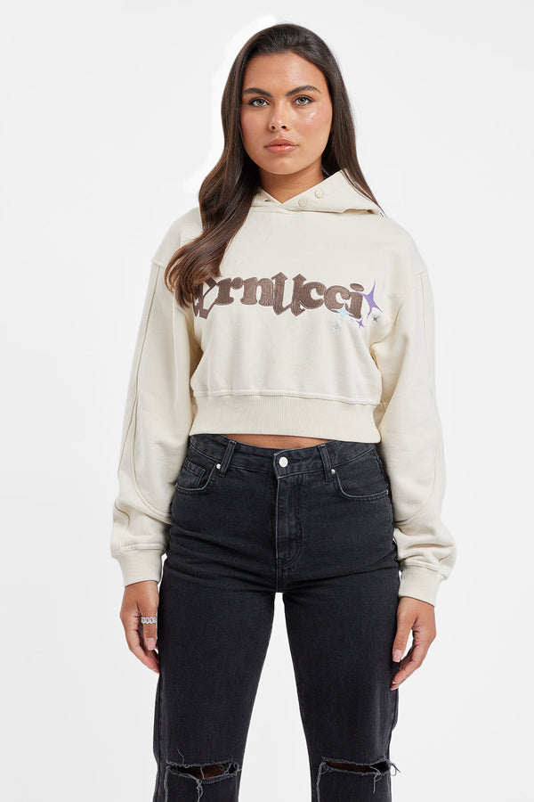 Cernucci Cropped Hoodie - Ecru