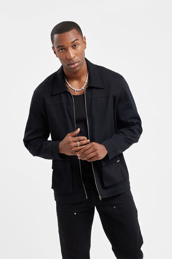 Cernucci Cargo Harrington Jacket - Black