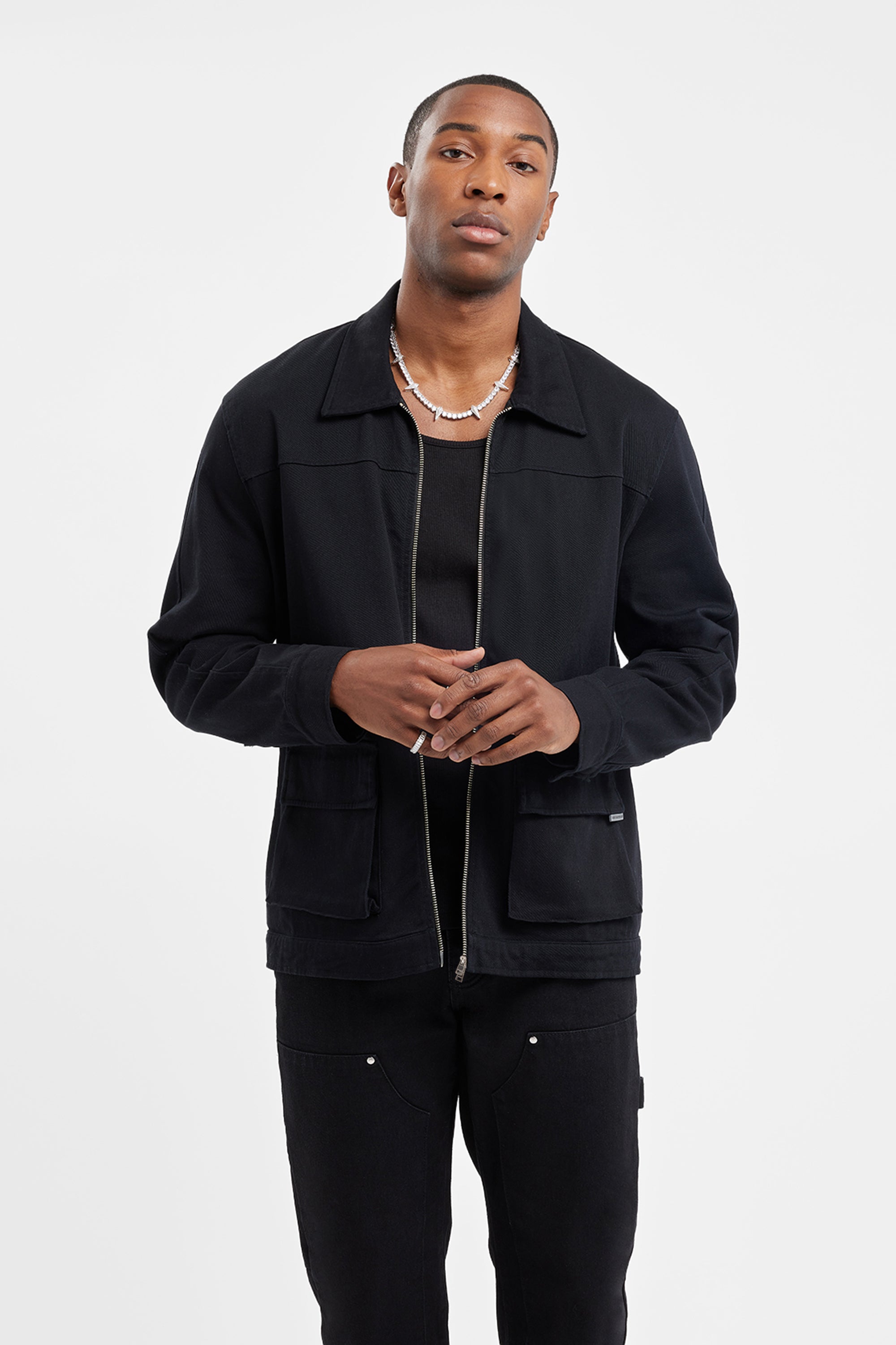 Cernucci Cargo Harrington Jacket - Black