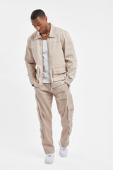 Cernucci Cargo Harrington Jacket - Taupe