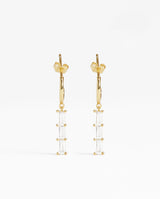 Clear Stone Baguette Drop Earrings - Gold