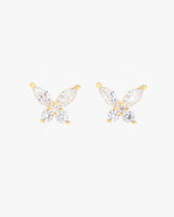 Iced Butterfly Earrings - Gold