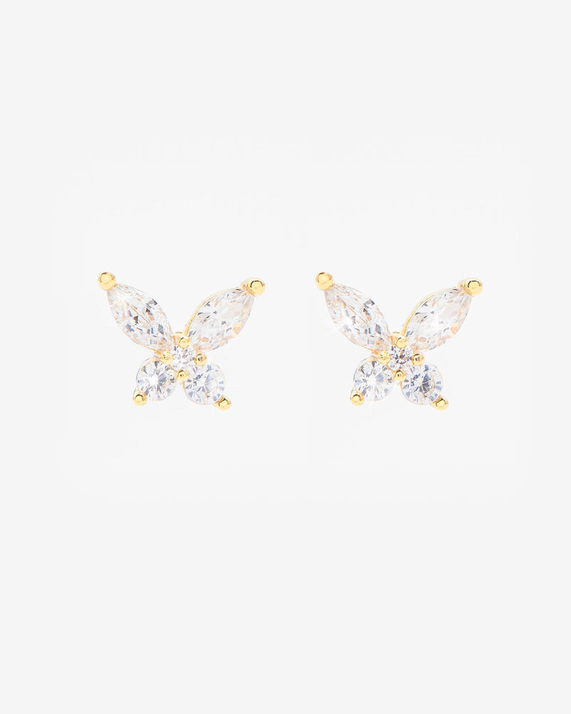 Iced Butterfly Earrings - Gold