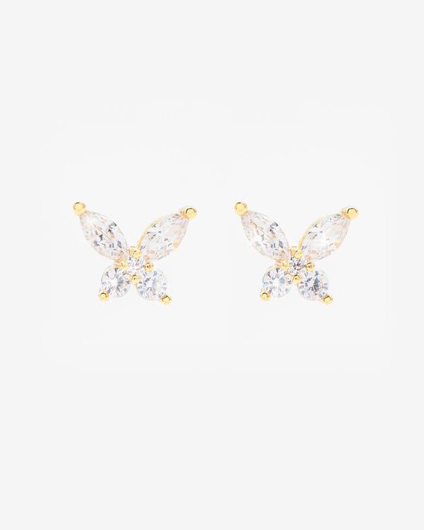Iced Butterfly Earrings - Gold