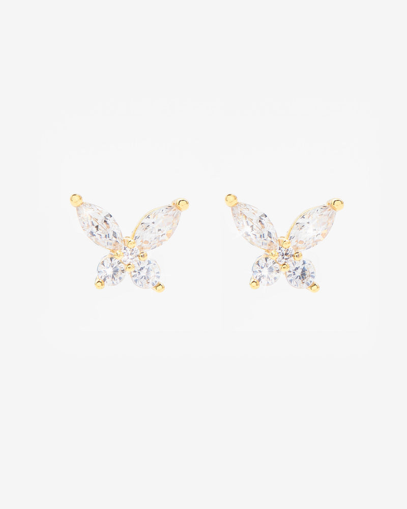 Diamond Butterfly Earrings - Gold