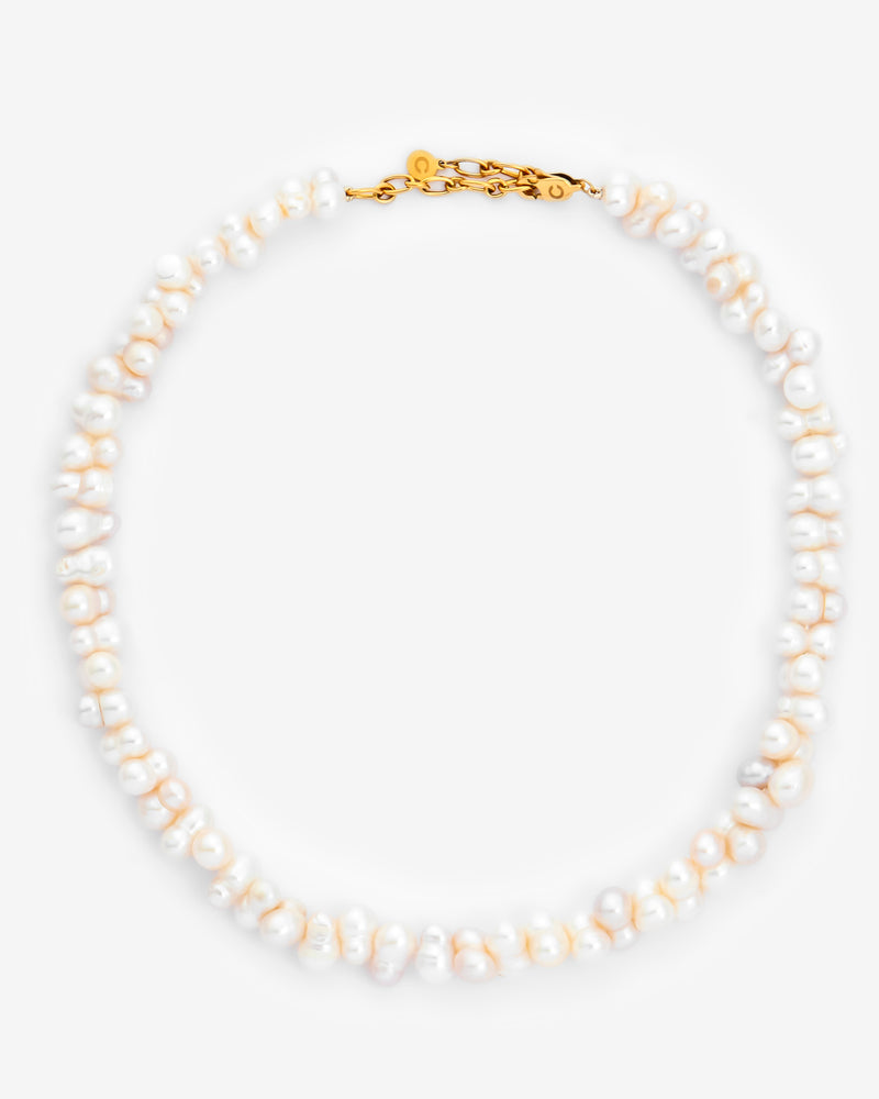 Double Cluster Pearl Necklace - Gold