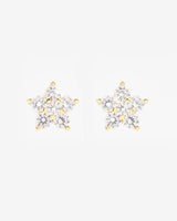 Diamond Flower Earrings - Gold