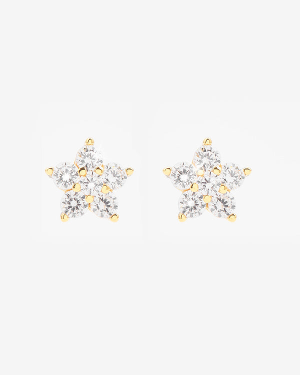 Iced Flower Earrings - Gold