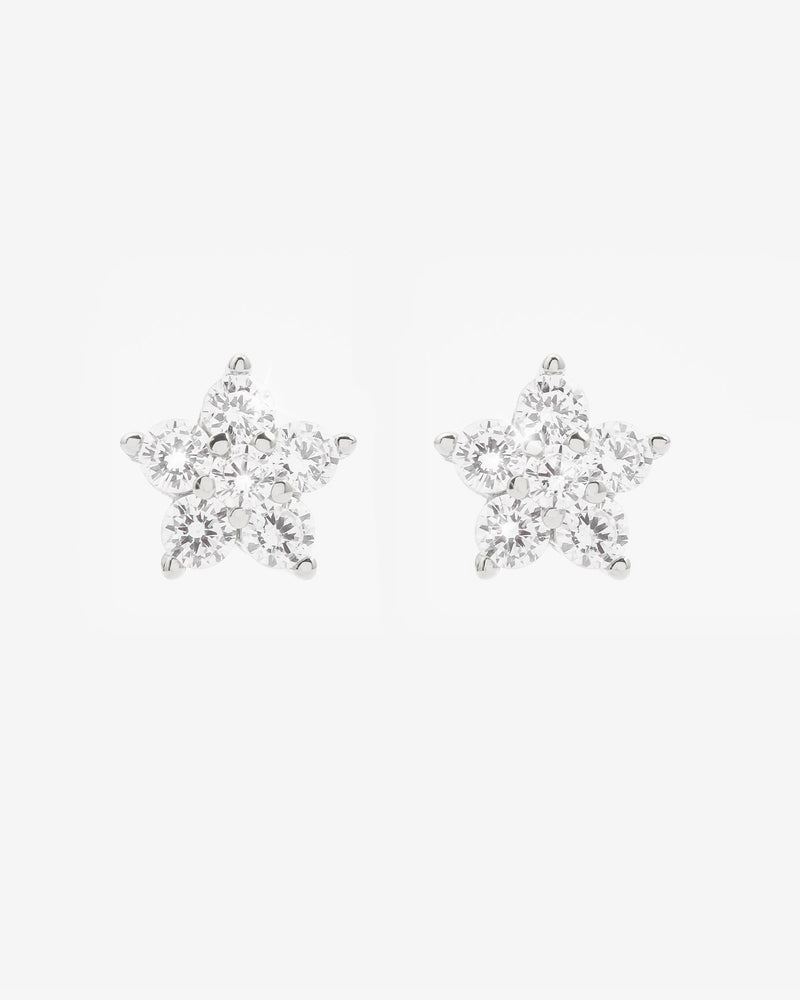 Diamond Flower Earrings - White Gold