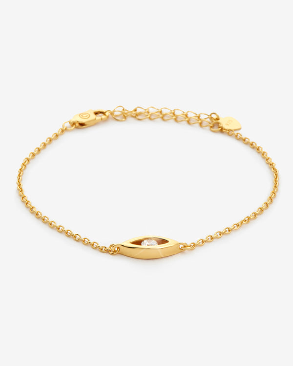 Iced Mini Evil Eye Bracelet - Gold