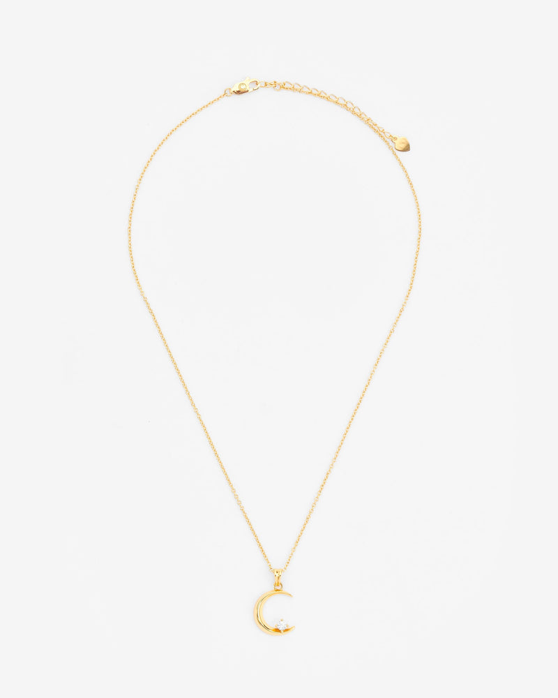 Iced Moon Necklace - Gold