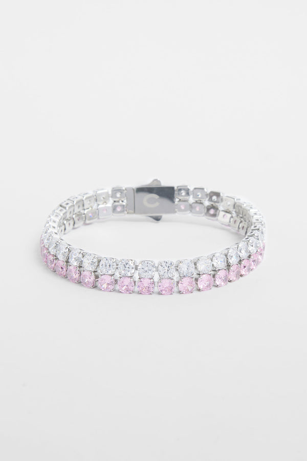 Double Row Iced Pink Tennis Bracelet