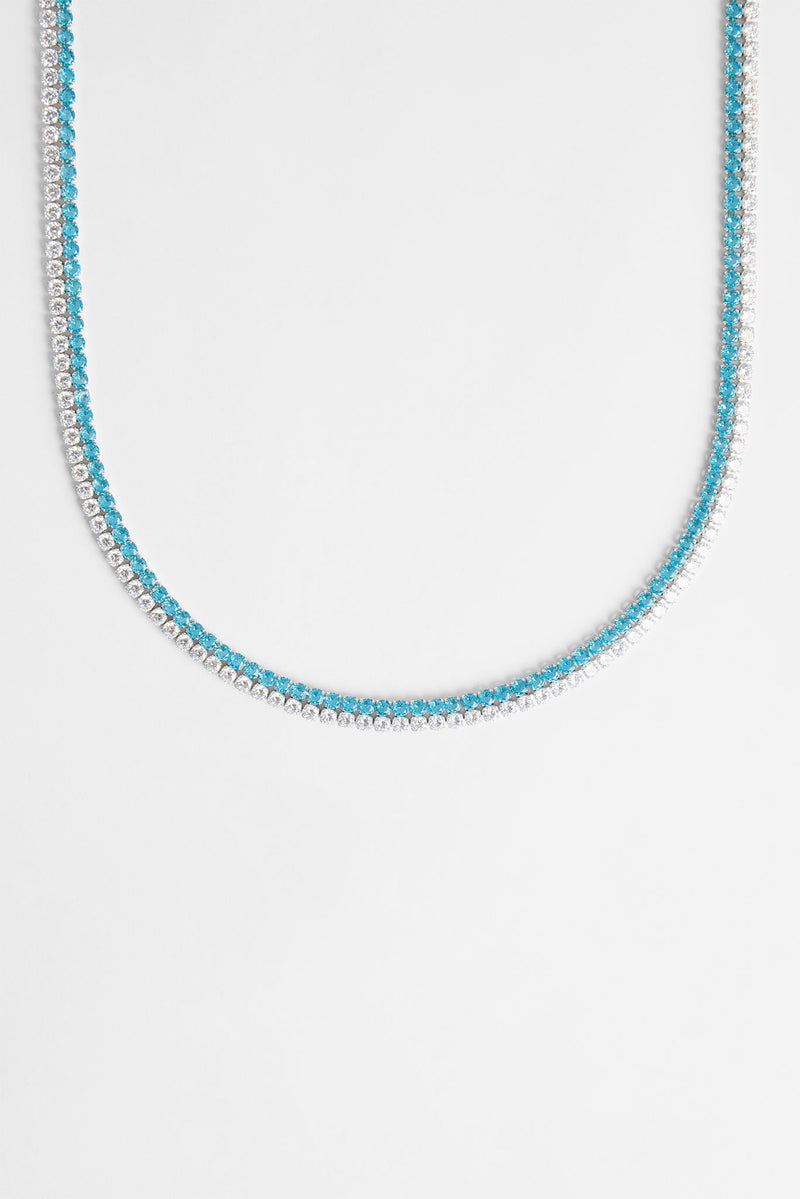 Double Row Iced Blue Tennis Chain