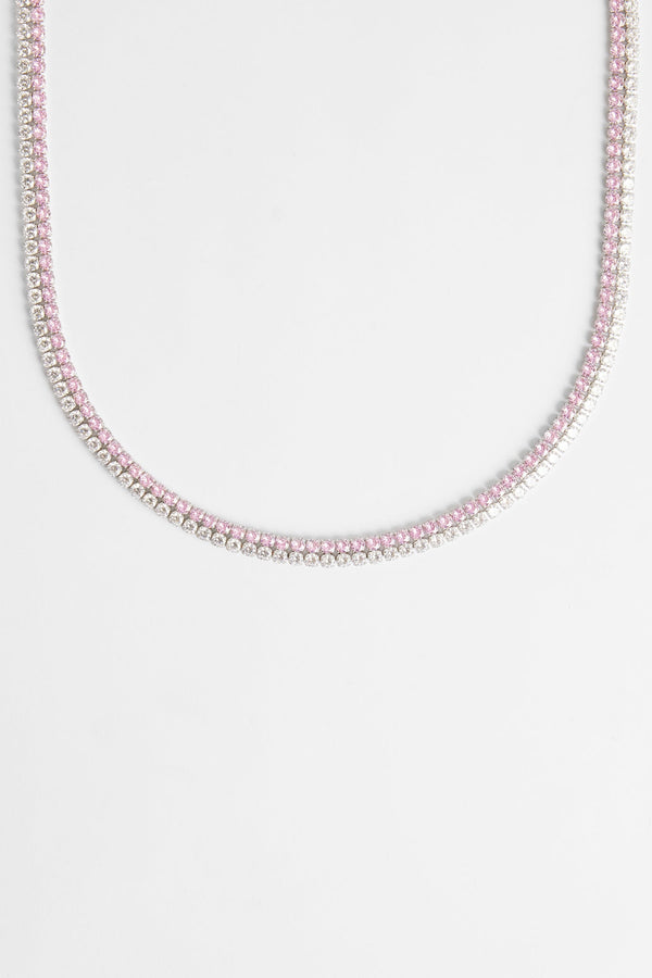 Double Row Iced Pink Tennis Chain