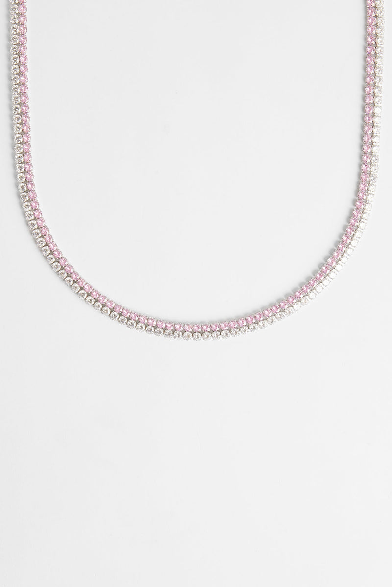 Double Row Iced Pink Tennis Chain