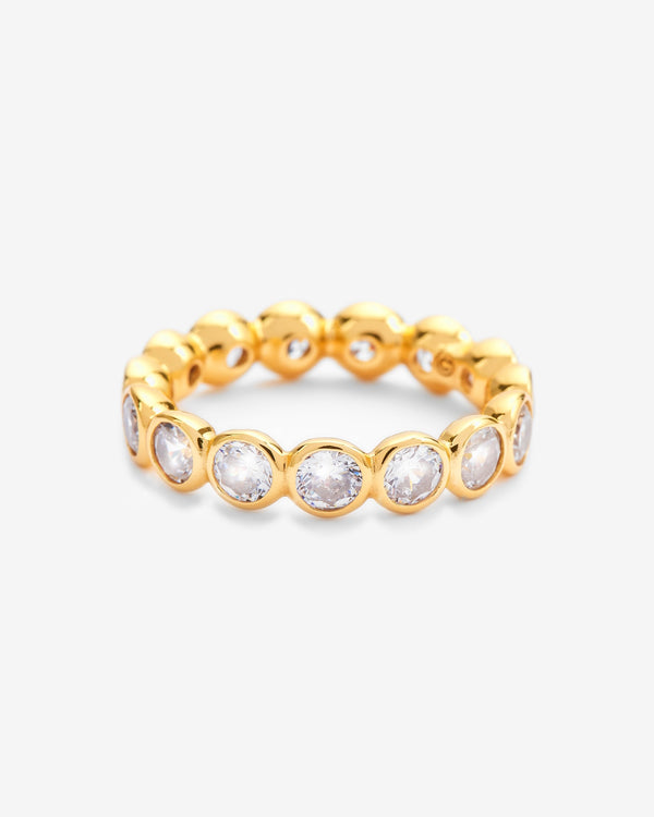 Iced Round Infinity Ring - Gold